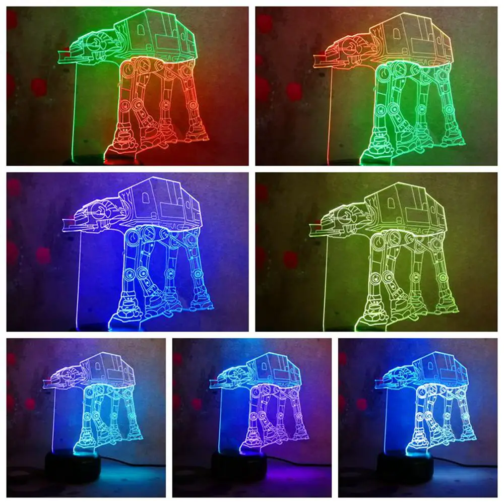Горячий фильм Звездные войны 3D свет звезда ATAT собака смешанный цвет Декор Bulbing