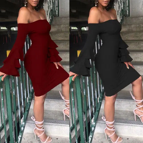 Пикантные женские лето-осень Повседневное с плеча длинным рукавом вечернее