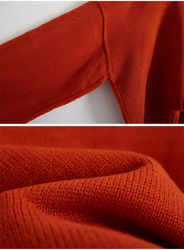 Autumn Loose Short Sweaters for Women Knitwear Pullover Lady's Casual Round Neck Wide Sleeve Split Knit Jumper Cropped Sweater | Женская