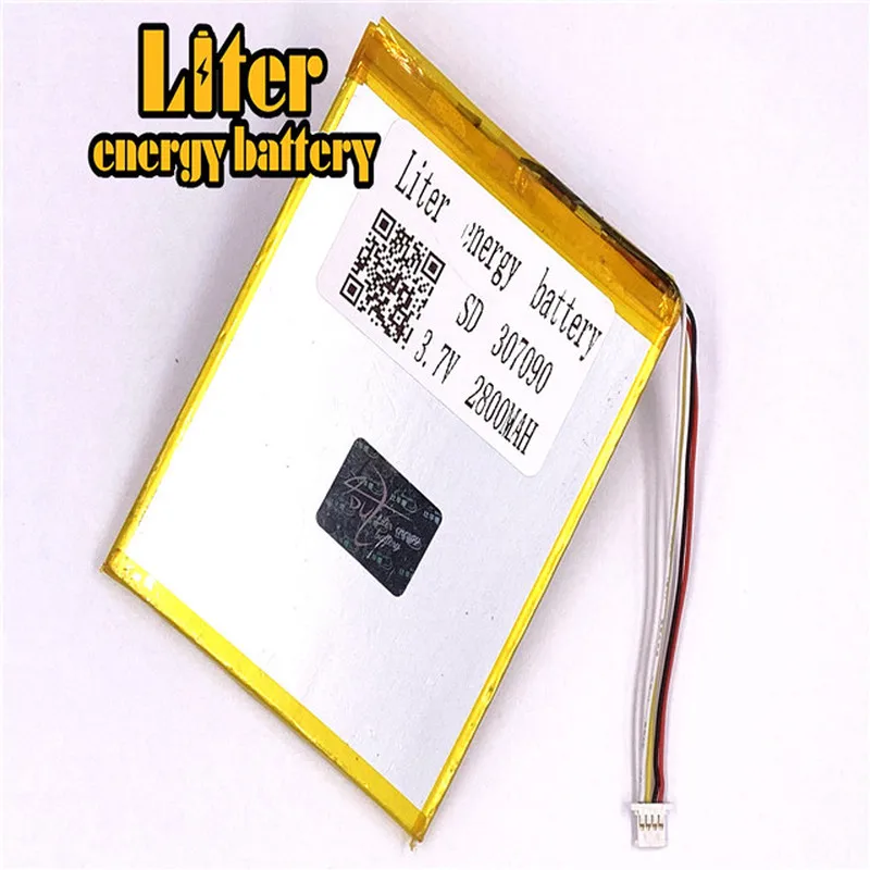 

plug 1.0-4P 307090 2800mah 3.7V Rechargeable lipo battery tablet pc 7 inch MP4 MP5 li ion polymer lithium battery with PCM