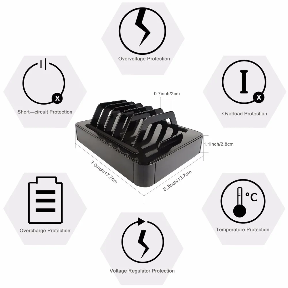 50 Вт 6 usb порта настольное зарядное устройство универсальное автомобильное power