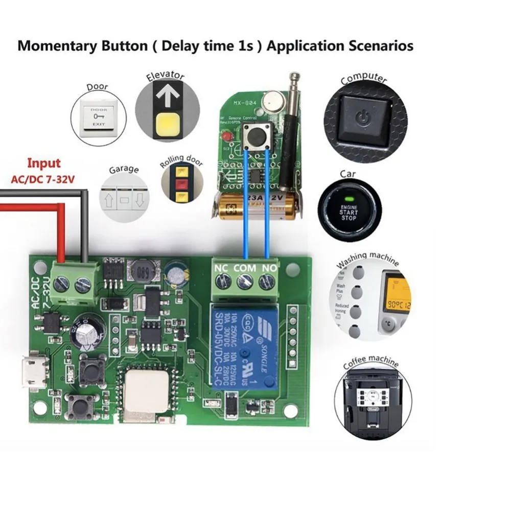 1 канал Wifi беспроводной Smart Switch Inching Self-locking 5 в 12 В PSF для AMAZON Alexa Google Home FZ2309-12V