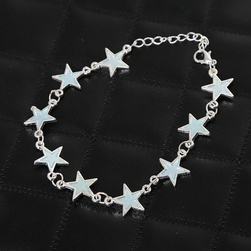 

LNRRABC Chain & Link Night Bracelets Luminous Shaie Heart Star Alloy Glow Solid Color Bracelet Women