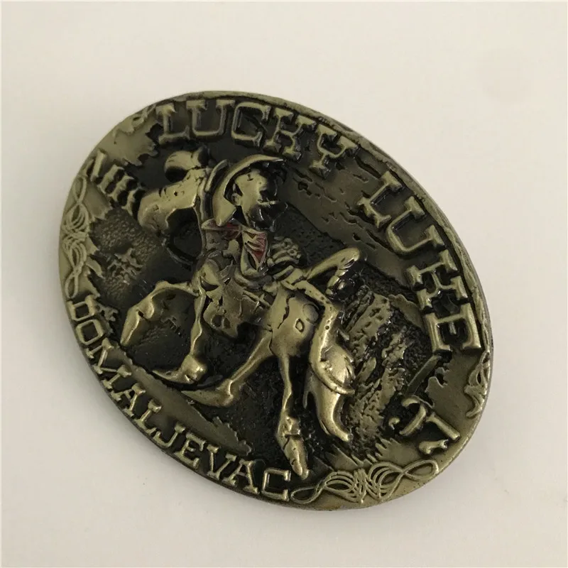 Пряжка для ремня Lucky Luke Мужская овальная бронзовая металлическая пряжка с 3D
