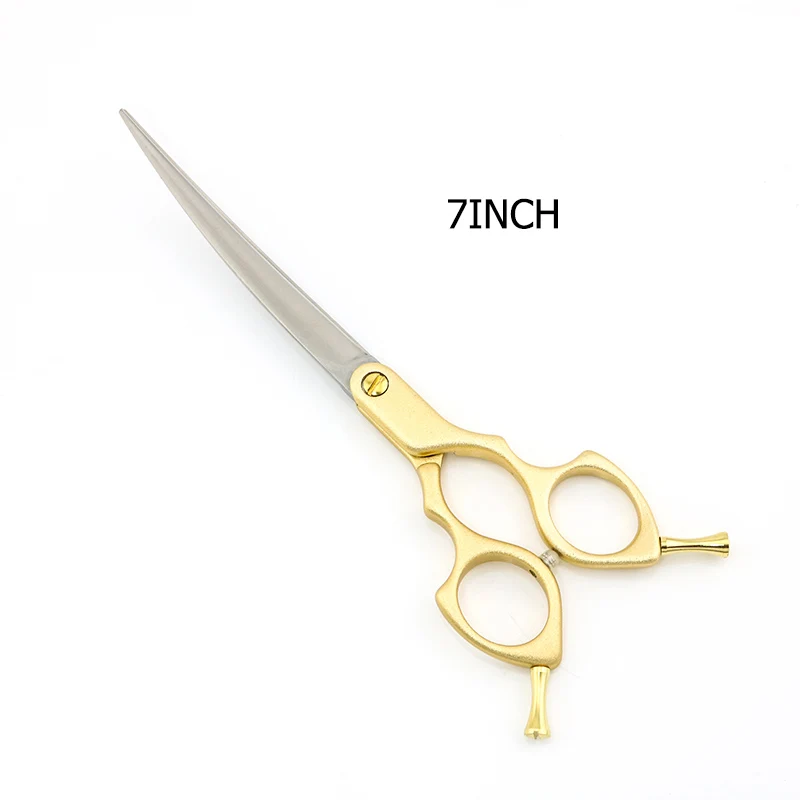 7INCHGolden with box Профессиональные ножницы для ухода за домашними животными кривая 7 дюймов собака изогнутые ножницы легкий вес 6 цветов Супер Япония 440C Lyrebird - Цвет: 7INCHGolden with box