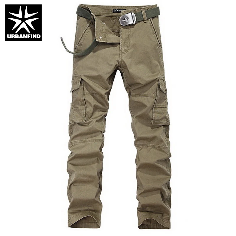 URBANFIND Men Casual Cargo Trousers Big Size 29-38 Man Military Baggy Pants Army Green / Khaki Black no belt | Мужская одежда