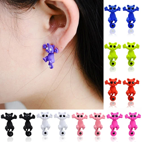 Женские серьги гвоздики в стиле панк с милым мультяшным котом|earrings jewelry|punk earringscat