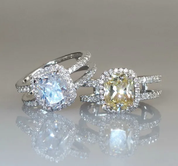

3 Carat Cushion Cut Diamond Ring 925 Sterling Silver Ring for Women Luxury Design Jewelry