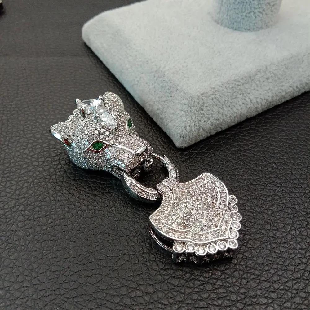 Кубический циркон Micro pave leopard head застежка 22x64 мм золотое покрытие