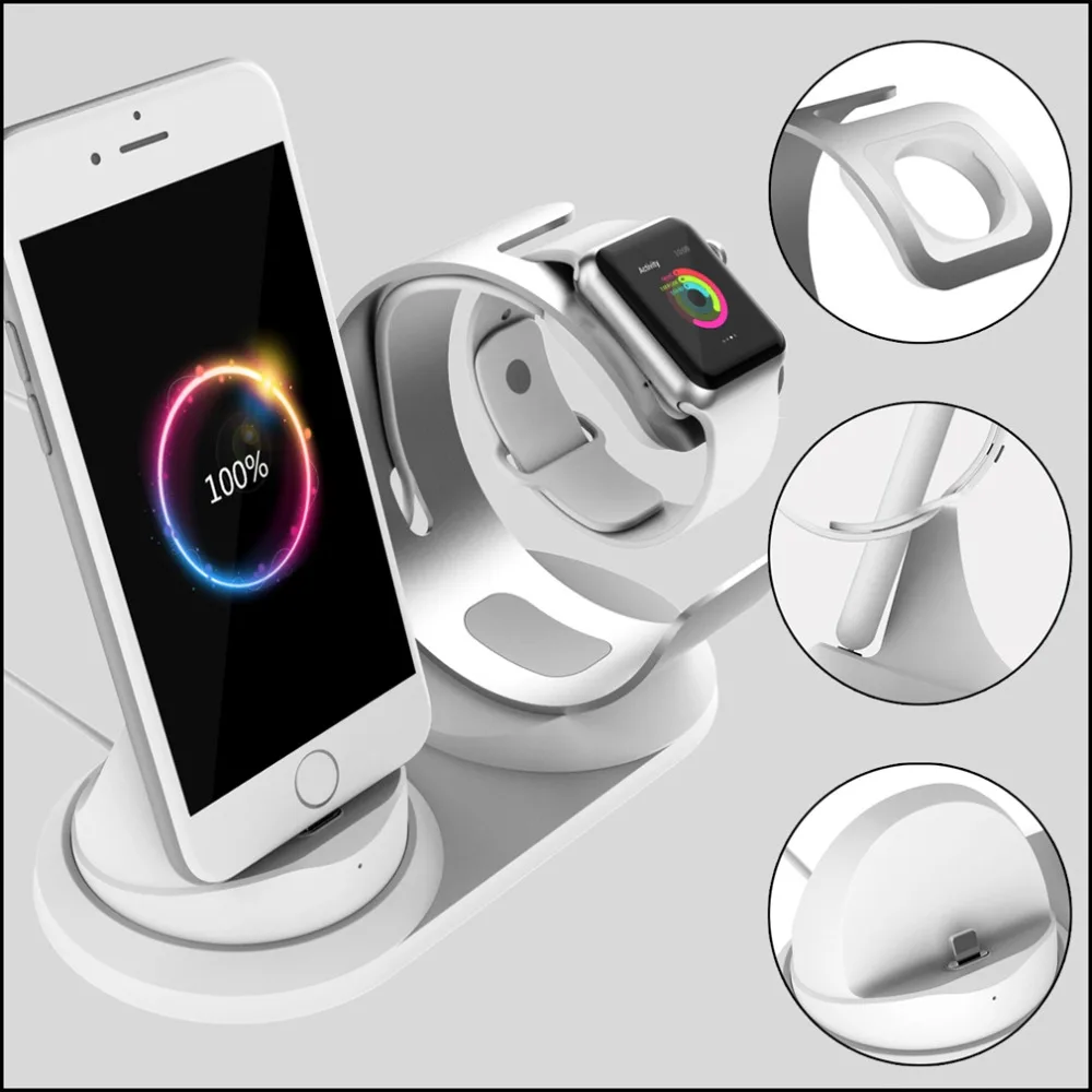 2 в 1 Зарядное устройство Док-станция Подставка держатель для всех Apple Watch серии зарядная док-станция база для iPhone X Xs Max XR 8 7 Plus