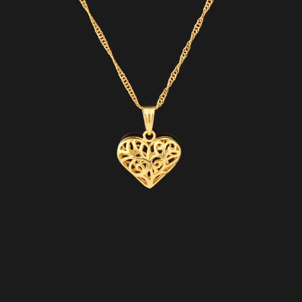 Золотой цвет мусульманское сердце ожерелье с подвеской в виде сердца кулон