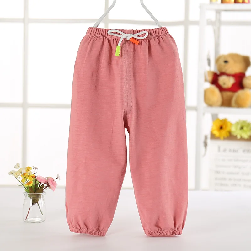 Red 12M-5T Baby Summer Candy Color Anti-Mosquito Pants Boy Girl Soft Bamboo Cotton Tie Bloomers Loose Pants Kids Spring Harem Pants - Цвет: Red
