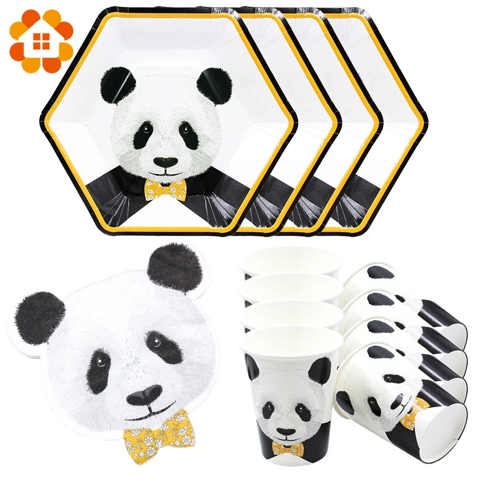 Милые одноразовые бумажные салфетки серии Panda вечерние для свадеб дней рождения