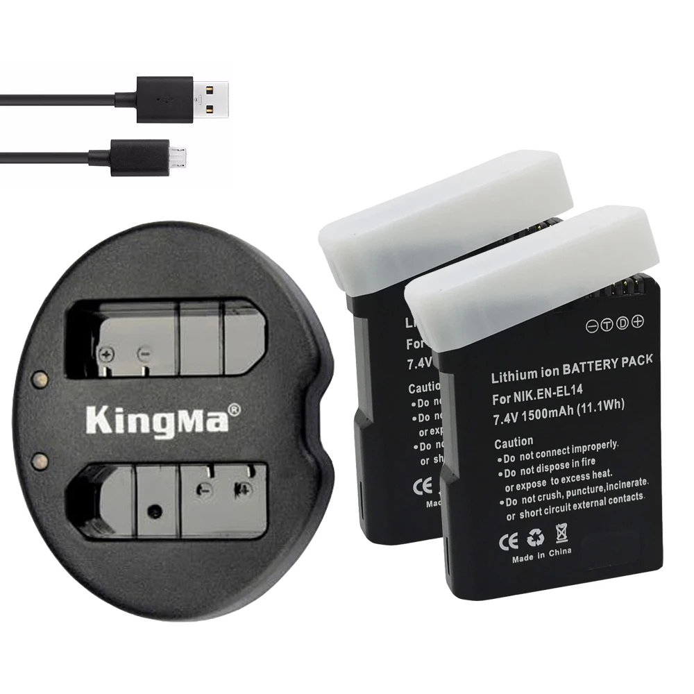EN EL14 ENEL14 аккумулятор + двойное зарядное устройство USB для Nikon EL14A P7800 P7100 D3400 D5500 D5300