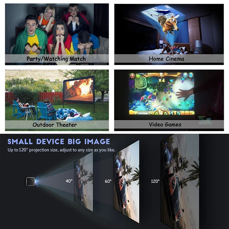 Все получают A6 DLP 3D светодиодный мини проектор Wifi Android цифровой ручной HD Airplay