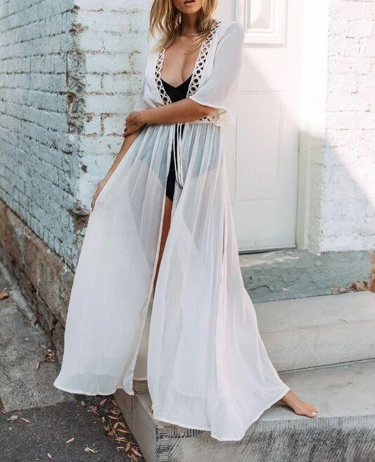 2018 шифоновые купальные костюмы накидка пляжный кардиган Paroe Robe de Plage пляжная
