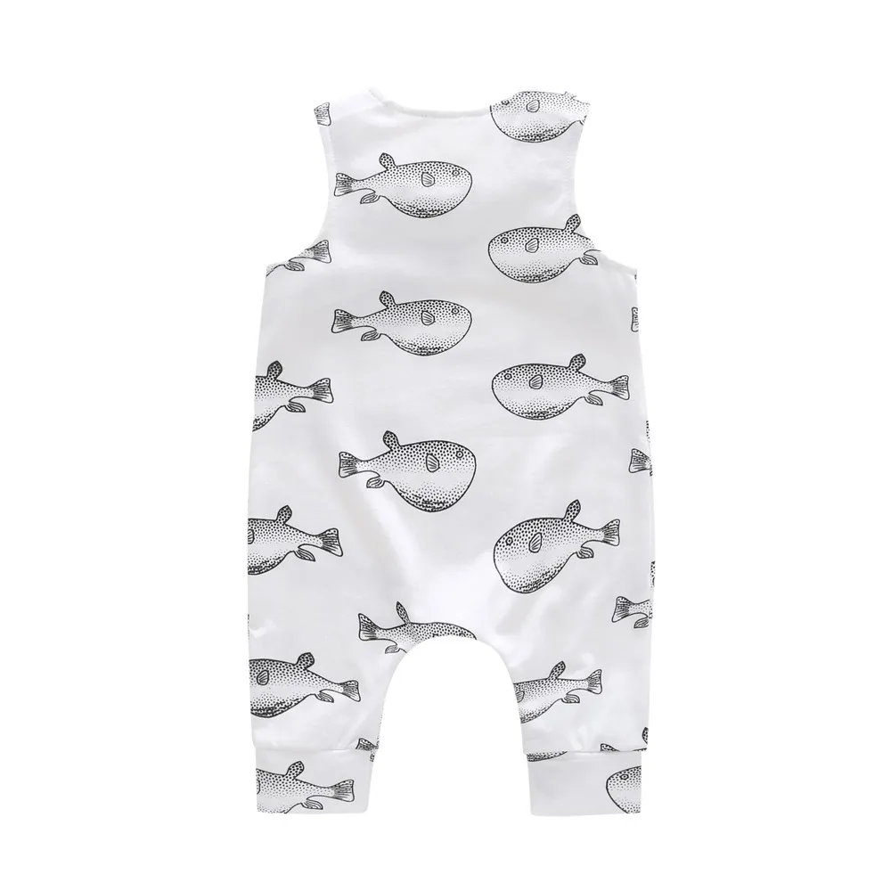Для новорожденных комбинезон для мальчиков и девочек малыша рыбы без рукавов с