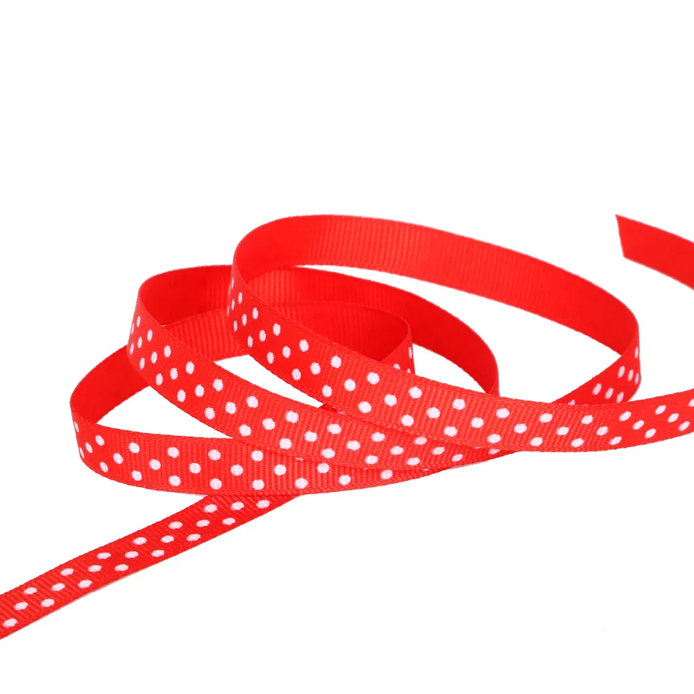Горячая продажа 5 ярдов 10 мм точечная печатная Grosgrain лента для одежды Швейные