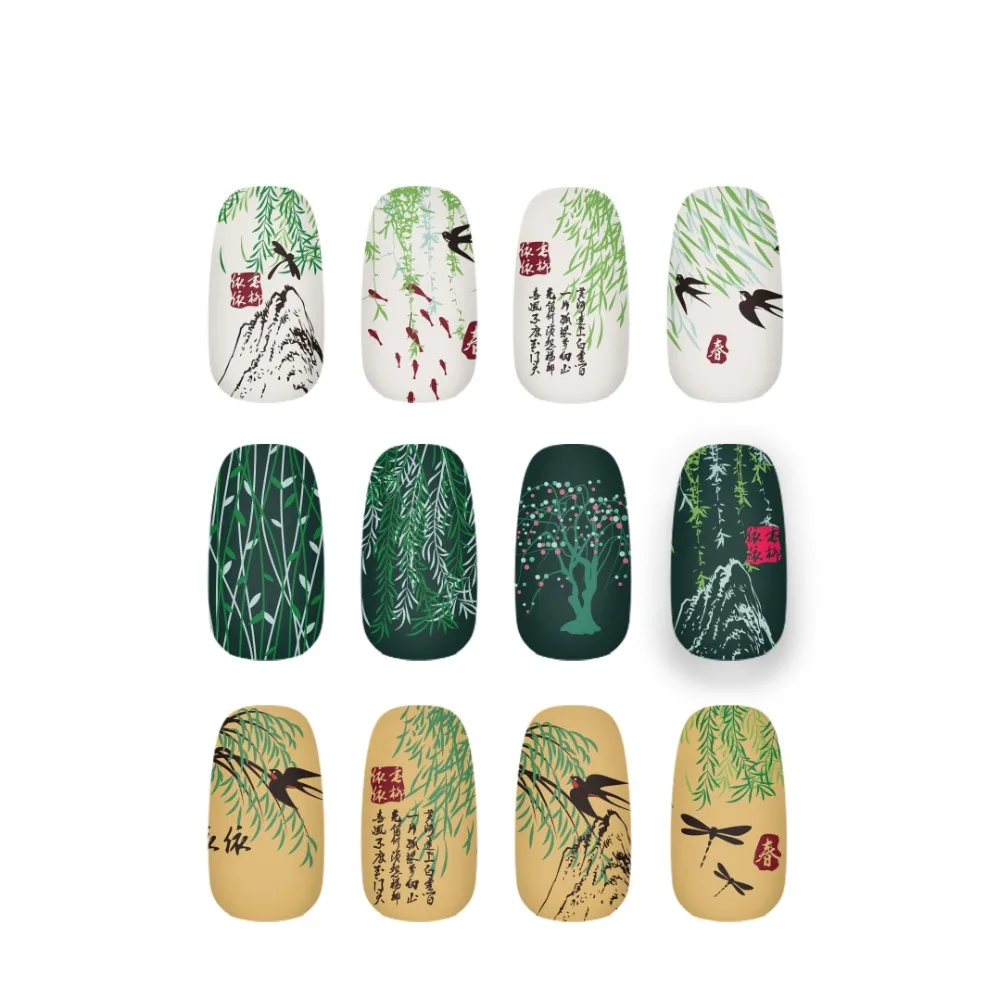 KADS Chinese 019 Nail Stamping Plates Willow Image Designs Stamper Art Manicure Templates Printing Tools | Красота и здоровье