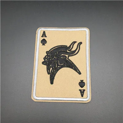 Кавалерист Ace of Spades Tarot Death Card прямоугольная вышитая тактическая нашивка боевой дух армии adhensible для железа на и палку на - Цвет: Viking Tan iron