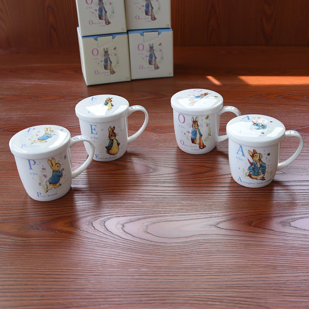 Горячая Bone China экспорт Великобритания Питер Кролик Прекрасный мультфильм чашка кролик с крышкой кофе молоко кружка крышка в комплекте фарфоровая стеклянная подарочная коробка