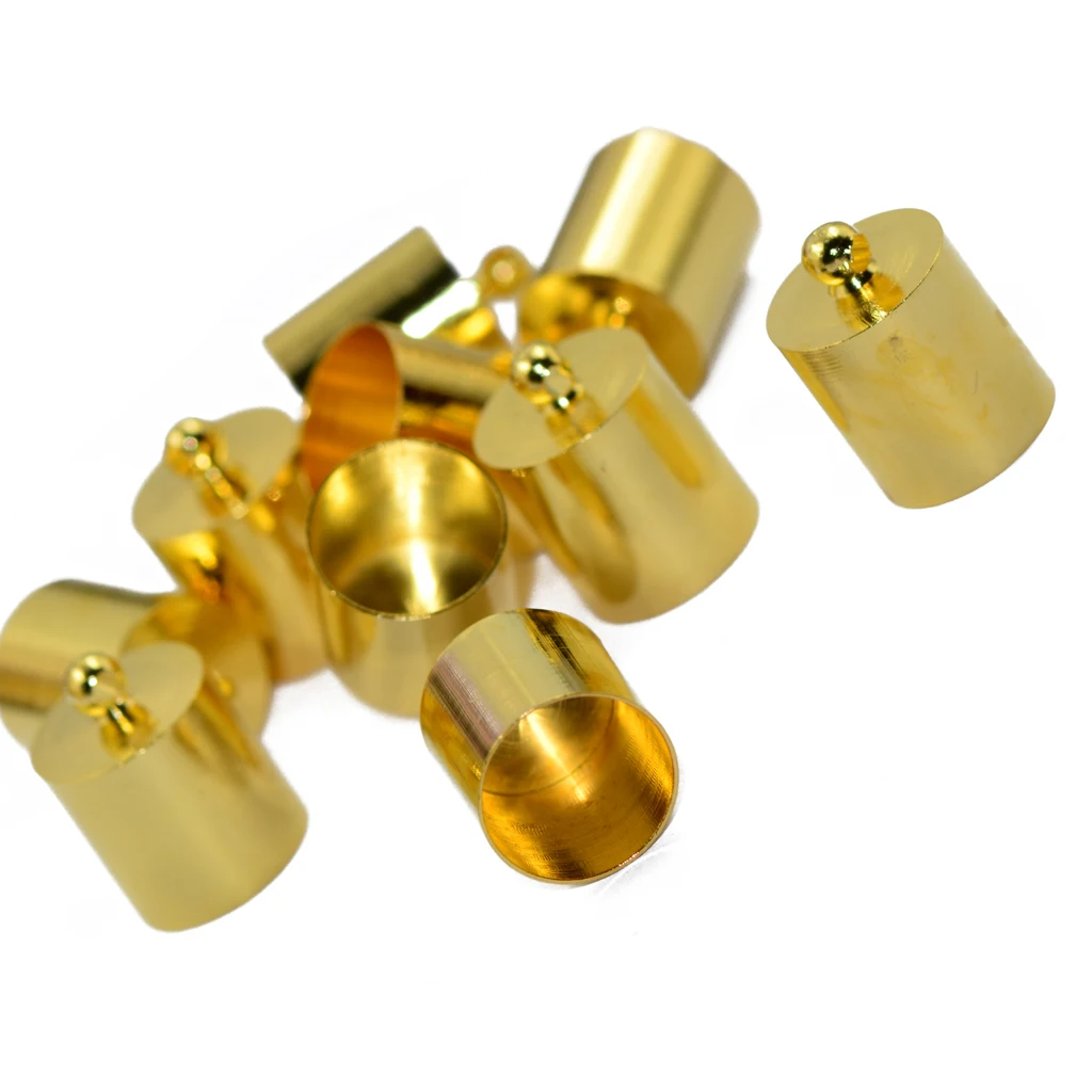 

20pcs Gold Tube End Bead Caps For 7mm 8mm Leather Cord Jewelry Finding
