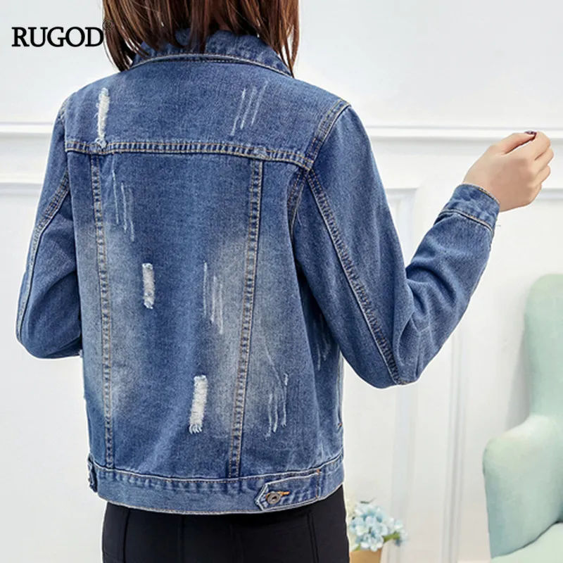 RUGOD/ Летняя джинсовая куртка, большие размеры, S-4XL, отложной воротник, карман, длинные рукава, ковбойские джинсы, куртка, тонкие женские повседневные пальто