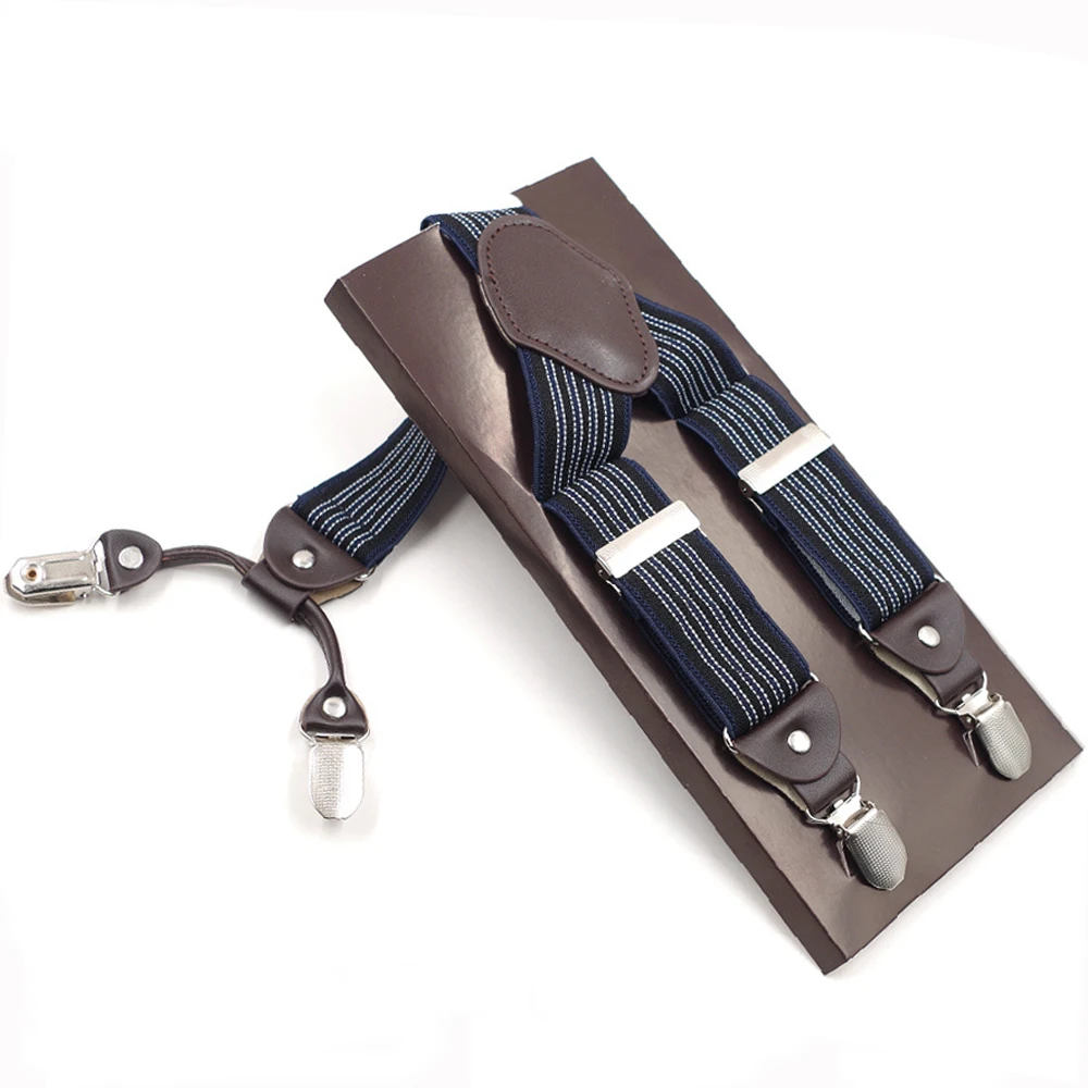 Подтяжки мужские с 4 зажимами модные эластичные регулируемые в цветной коробке |