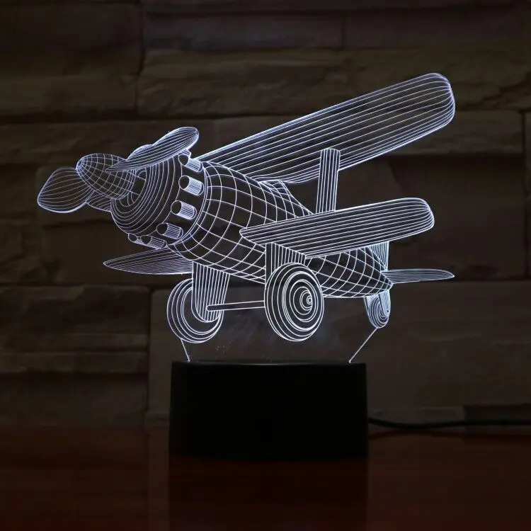 Самолет 3D лампа 7 цветов изменить сенсорный переключатель небольшой ночной