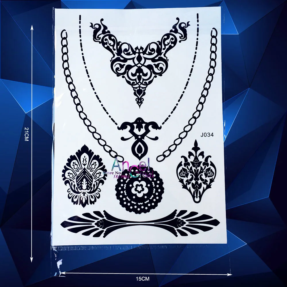 1 шт. Красивая хна Свадебная поддельная Татуировка чокер ожерелье с узором ABJ34