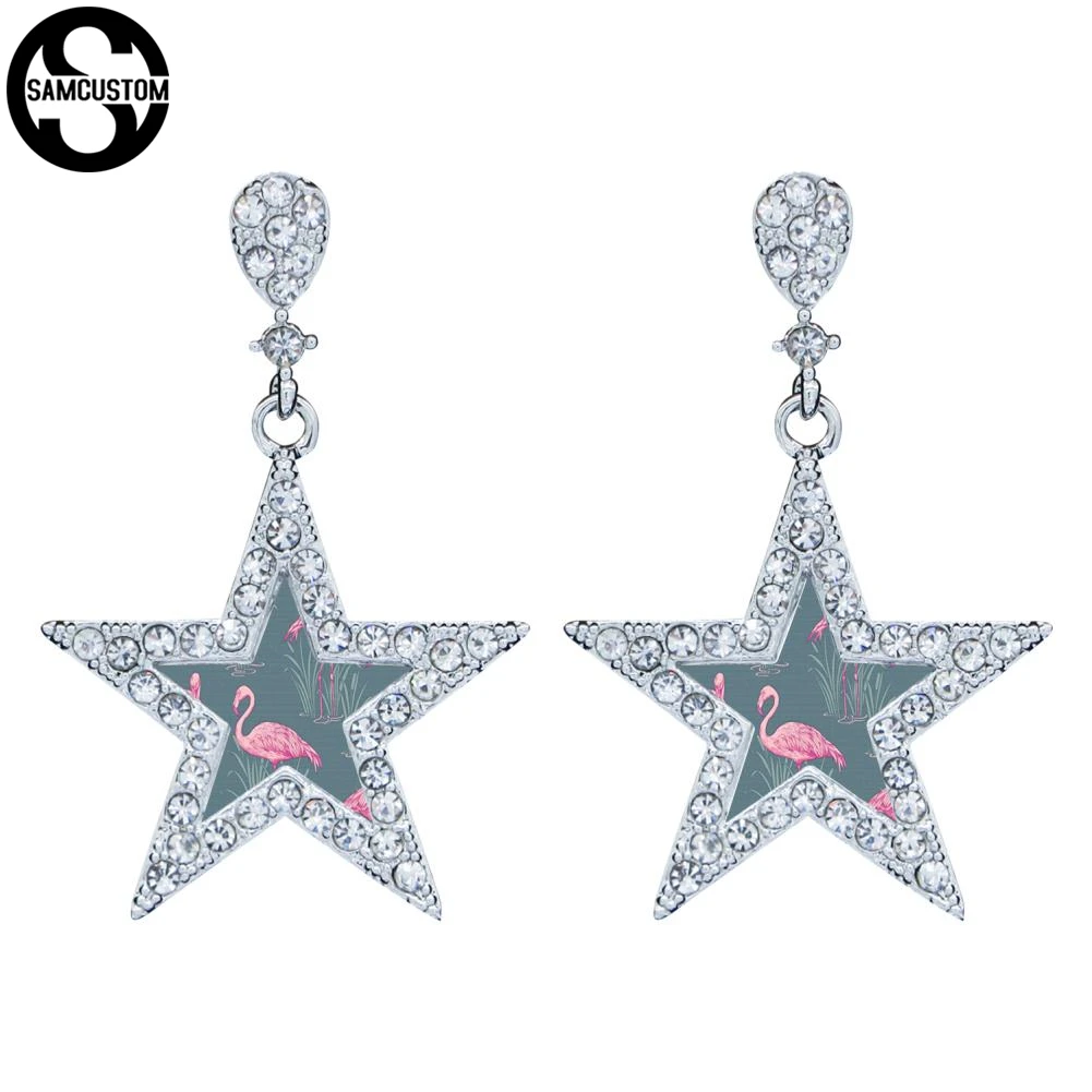Samcustom в живописи Фламинго 3D Kawaii Серьги-гвоздики для Для женщин настройки студент