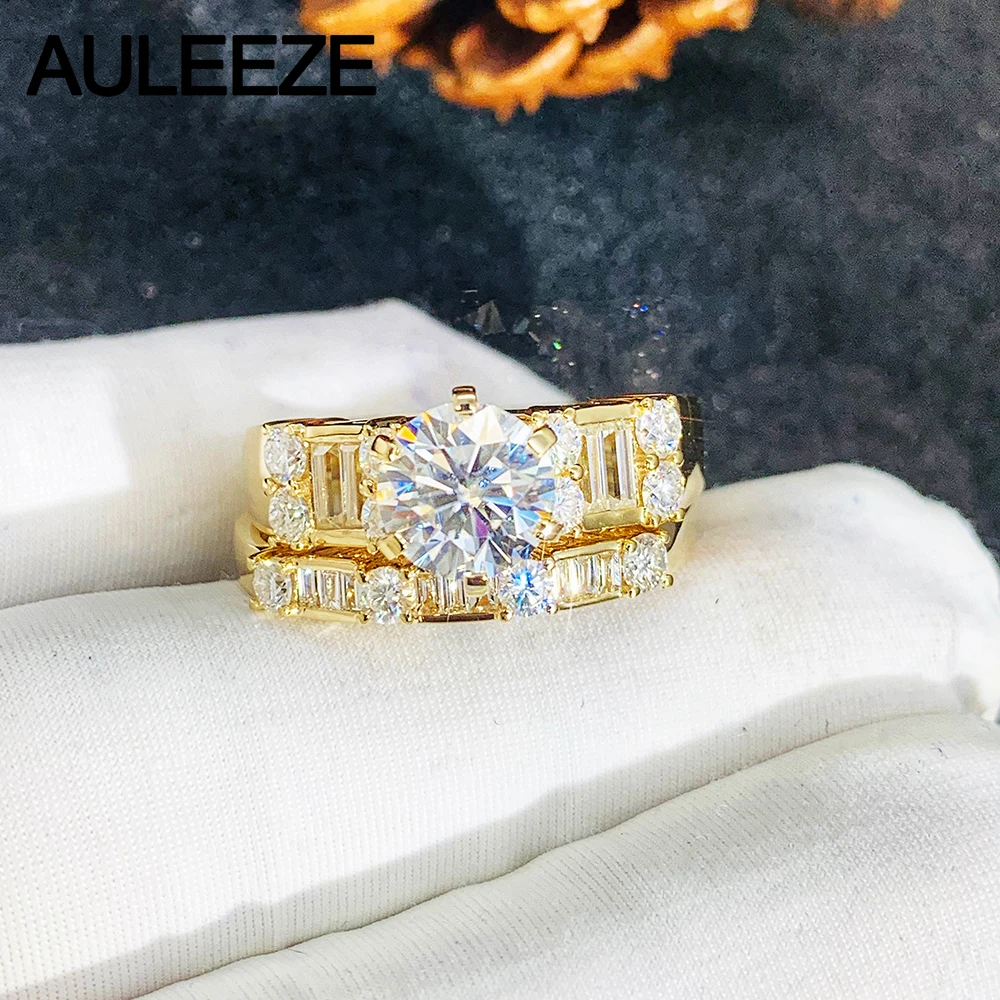 Набор колец из жёлтого золота с муассанитами 14 к|set rings|set engagement ringsset ring gold |