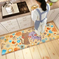 paysota kitchen carpet cute cartoon cat anti skid rectangle floor mat