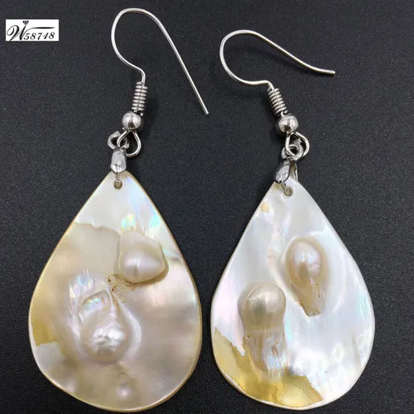Water Drop MC7654 Красивый перламутровый корпус женские мужские бусы серьги-подвески WB694 - Окраска металла: Water Drop MC7654