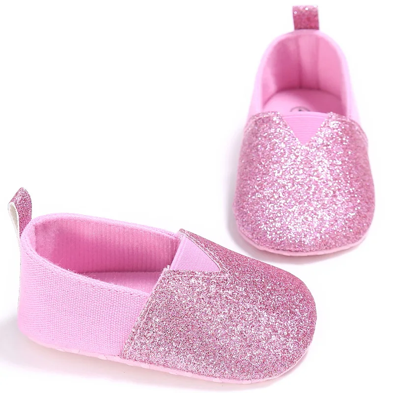 

E&Bainel Baby Girl Shoes Slip-on Shoes Bling Soft Soled First Walkers Anti-slip Footwear Crib Shoes 0-18 Months