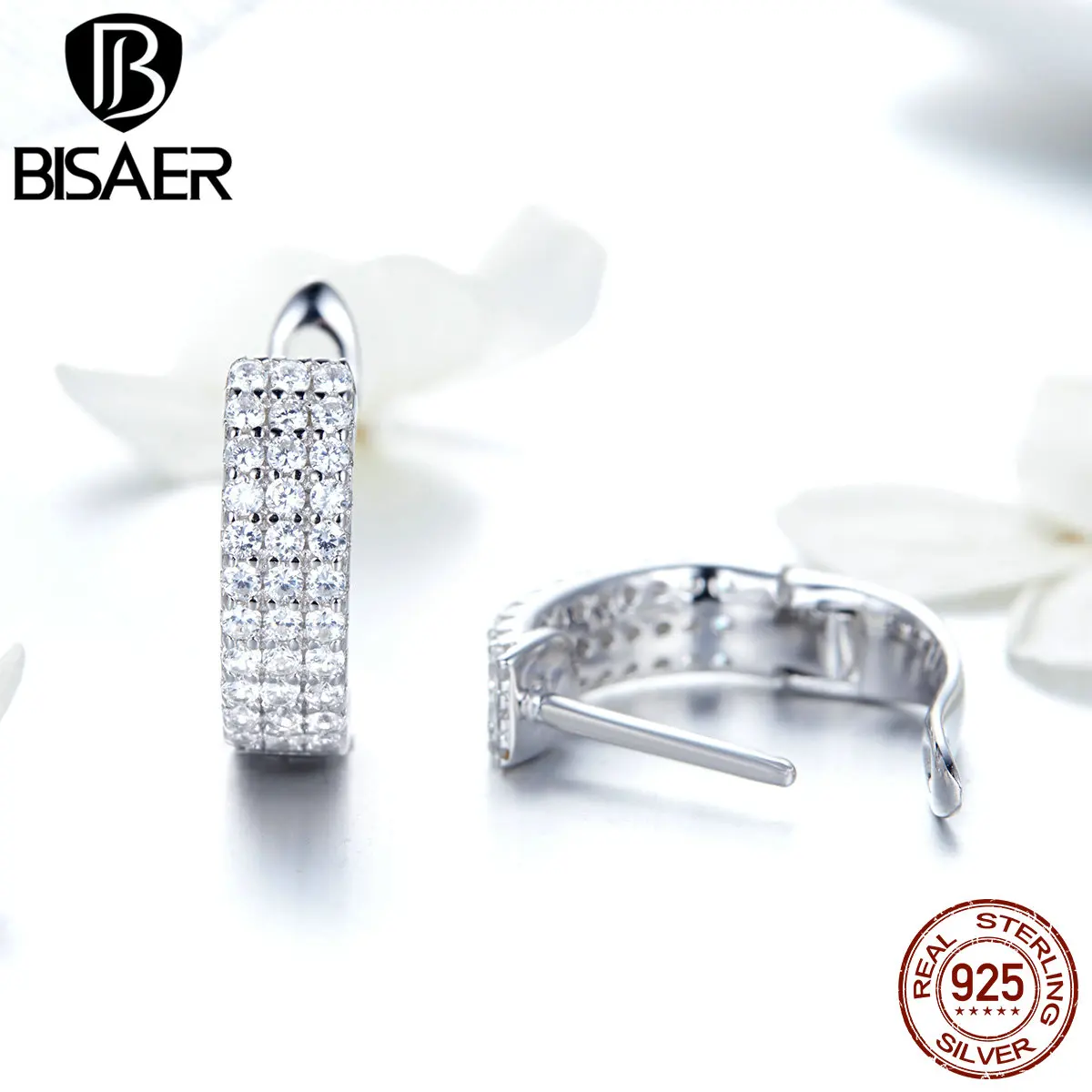 BISAER 100% Серебро 925 пробы классические простые геометрические маленькие женские
