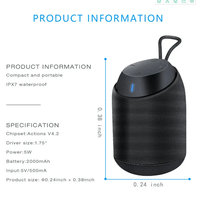Манатов D61 Портативный Bluetooth Динамик открытый Беспроводной Водонепроницаемый IPX7