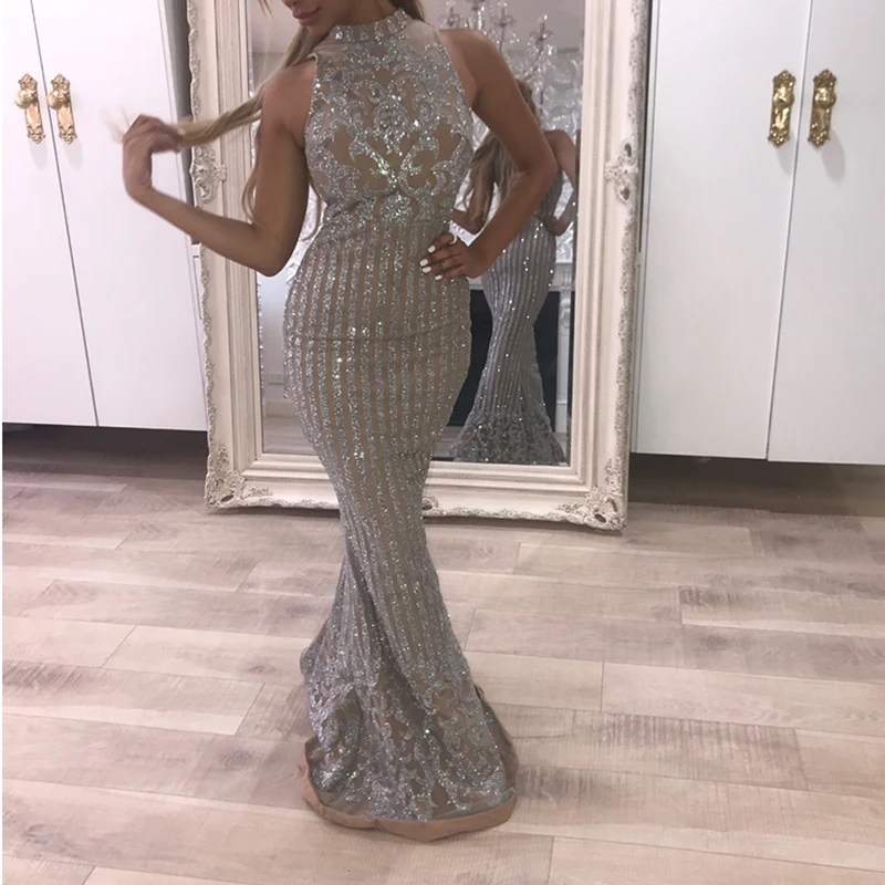 Мусульманское Вечеринка Платья для женщин 2018 Bling Блёстки кафтан Абаи в Дубае
