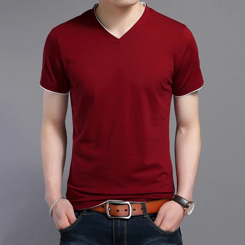 Горячая Распродажа 2017 новая модная летняя мужская одежда Однотонная футболка с