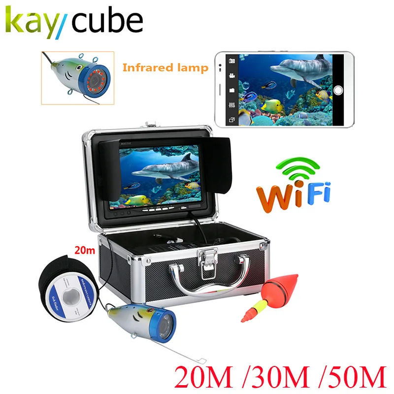 Kaycube HD wifi Беспроводная 20 м 30 50 М Подводная рыболовная камера видео рекордер