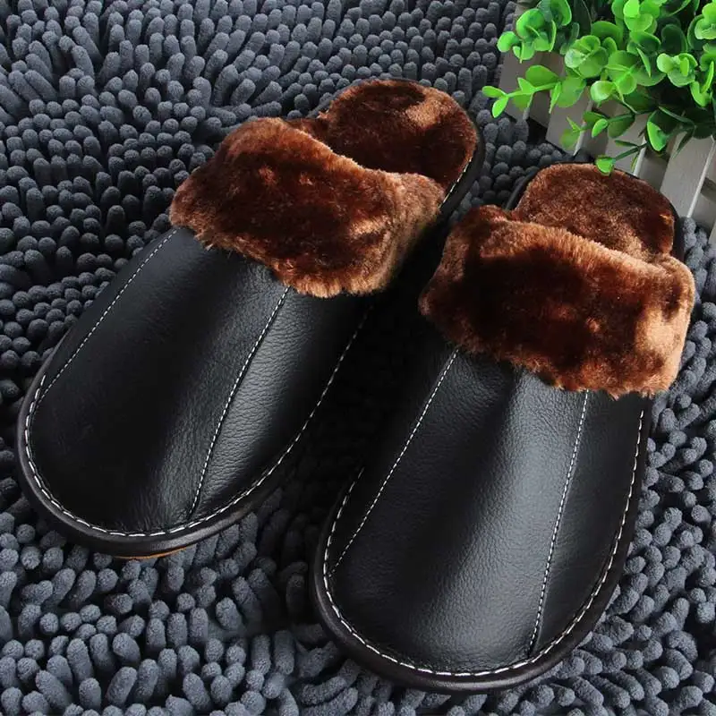 Тапочки BeckyWalk из натуральной кожи для мужчин и женщин домашние тапочки