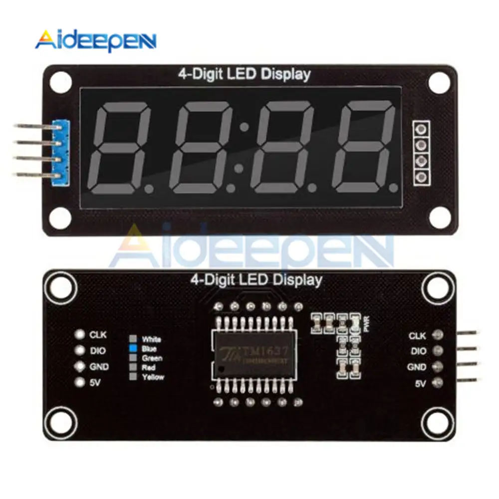 TM1637 4-Digit LED 0.56 Inch Display LCD Screen Tube 7 Segments Blue Clock Double Dots Module For Arduino Board | Инструменты