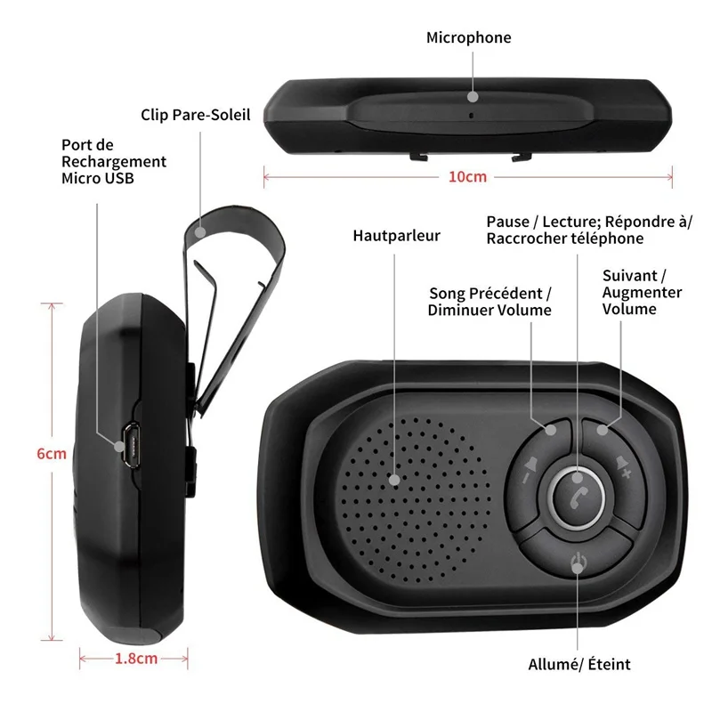 Автомобильный комплект громкой связи VicTsing Bluetooth динамик со встроенным