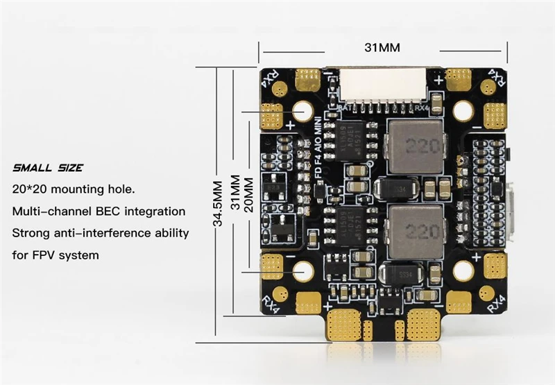 HGLRC вперед F4 AIO V6 с диагональю экрана 3-6 S игровые джойстики STM32F405 OSD w/5 V/3A 8 V/1.5A BEC MPU6000 Гироскопы 10,4G 20x20 мм дрона с дистанционным управлением Запчасти