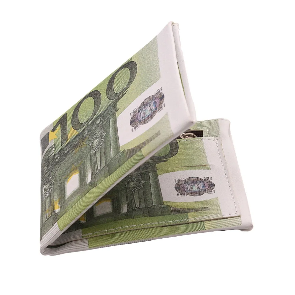 ПУ винтажное портмоне личности 500/100 купюры Евро Кошелек Мужские Карманы карты