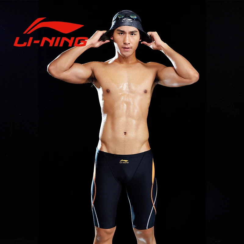 LI-NING, новинка, профессиональные мужские конкурентоспособные плавки, одежда для плавания, мужские брендовые одноцветные шорты для серфинга