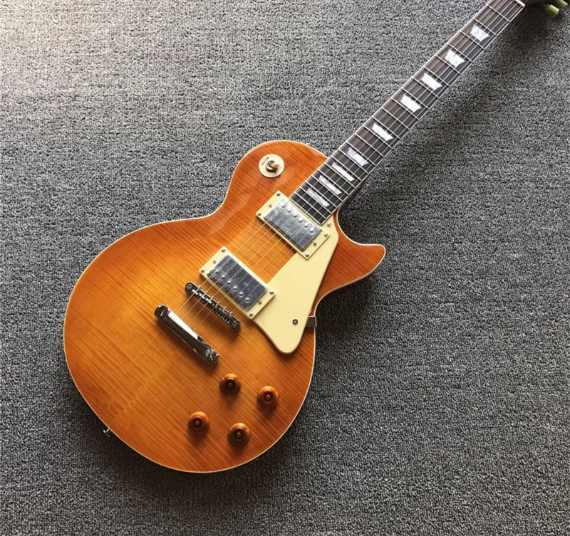 Hot sales yellow color electric guitar with rosewood fingerboard and tiger flame | Спорт и развлечения