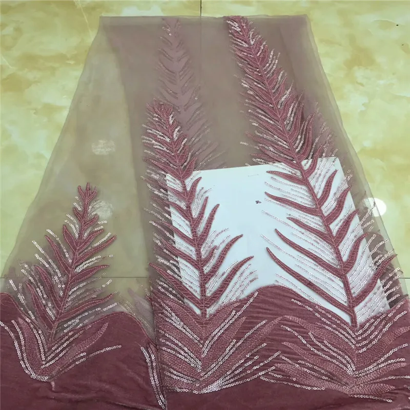 

2019 Latest French Nigerian Laces Fabrics High Quality Sequins African Laces Fabric Wedding French Net Lace Free Shipping xz2-43