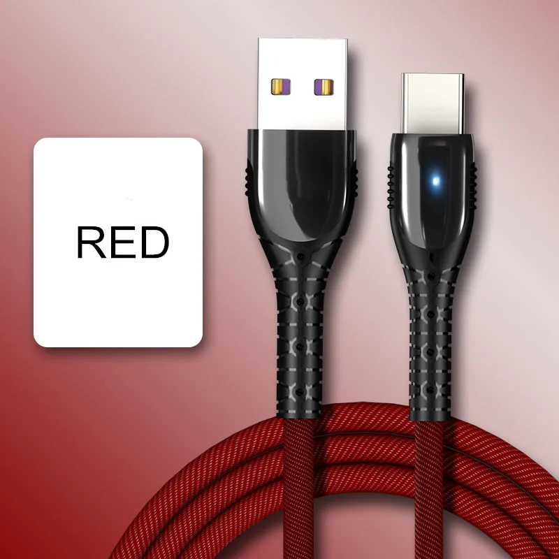 Red Vanniso 5A супер зарядный usb type C кабель для huawei P20 P30 NOVA5 зарядный провод для Samsung S9 Xiaomi Redmi usb с светодиодный - Цвет: Red