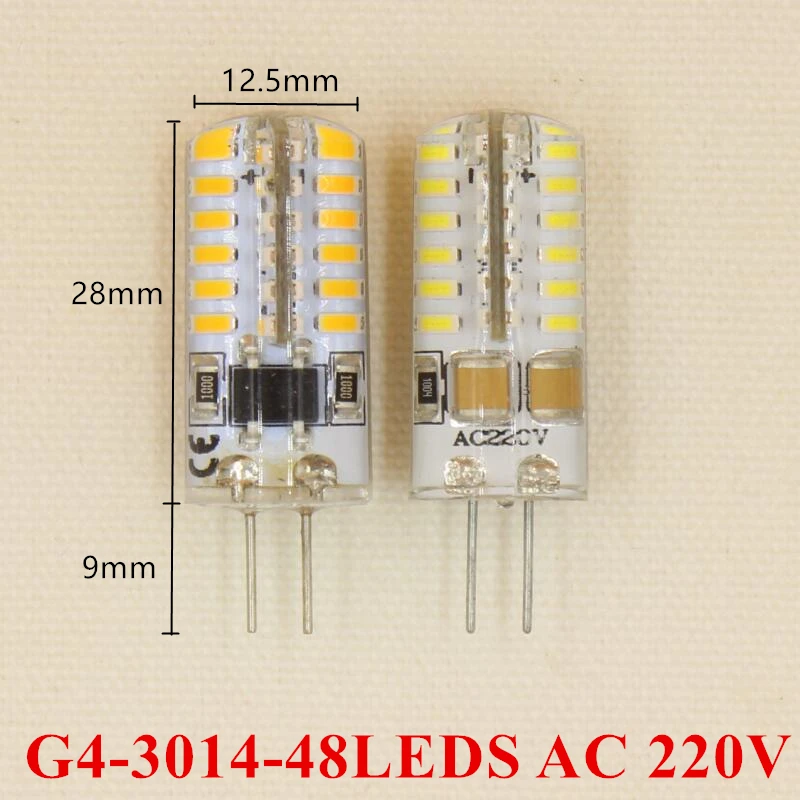 Высокая мощность светодиодный G4 лампа 24 48 64 72 104 3014 AC 220V Кукуруза теплый белый / 25 35